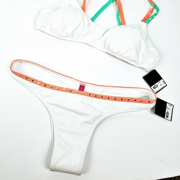 New VS 2psc swim white with neon & orange straps - Picture 4 of 8